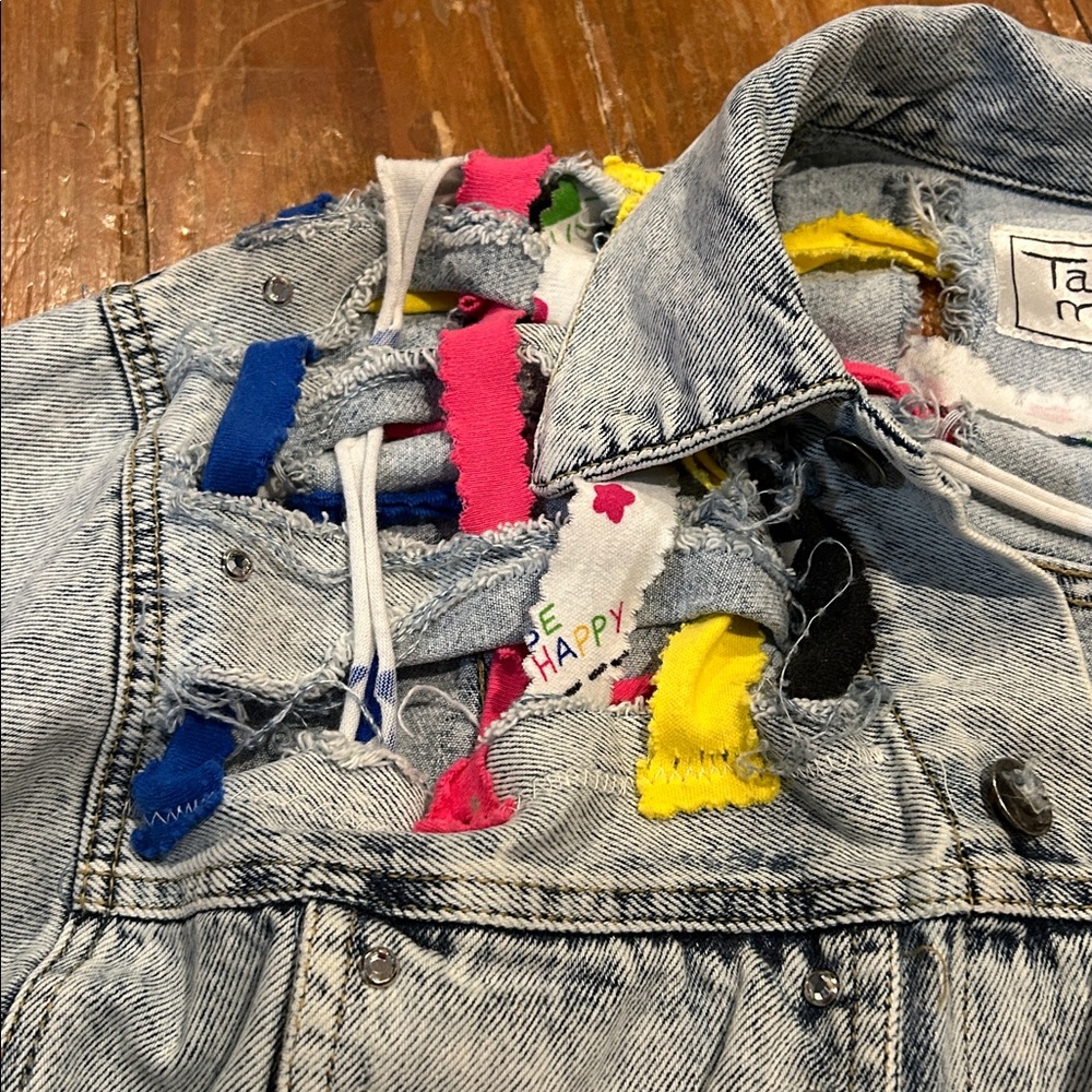 TAMARA MARIE Colorful Denim Jacket with Accents Sz Medium - 1 of a Kind - Picture 3 of 13